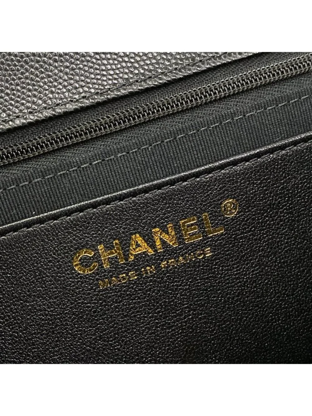 Chanel Shoulder Bag Quilted Black Metal Chain Double Pocket Matte Togo